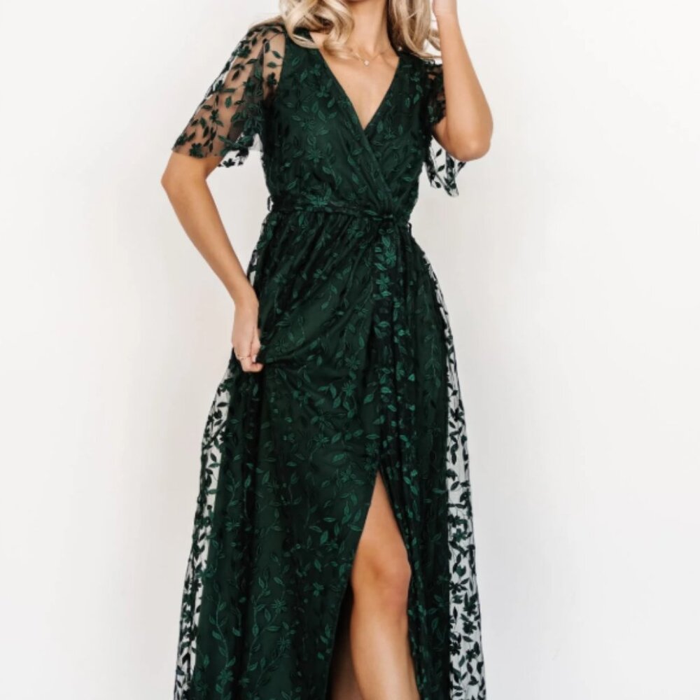 Baltic Born Green Marseille Embossed Maxi Dress